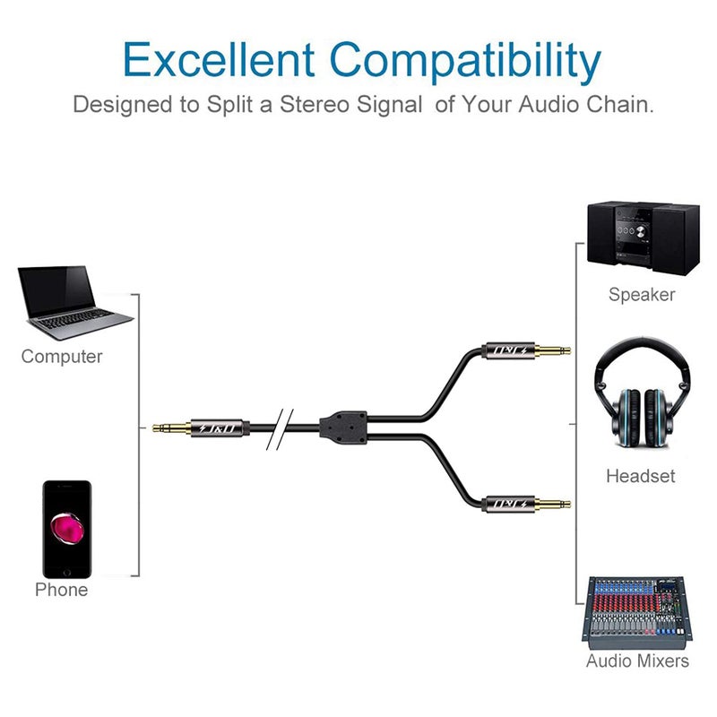 J&D Airplane Airline Flight Cable for Headphones, 3.5mm 1/8 inch TRS Male to Dual 3.5mm 1/8 inch TS Male Gold Plated Copper Shell Heavy Duty, 9 Feet - Image 4